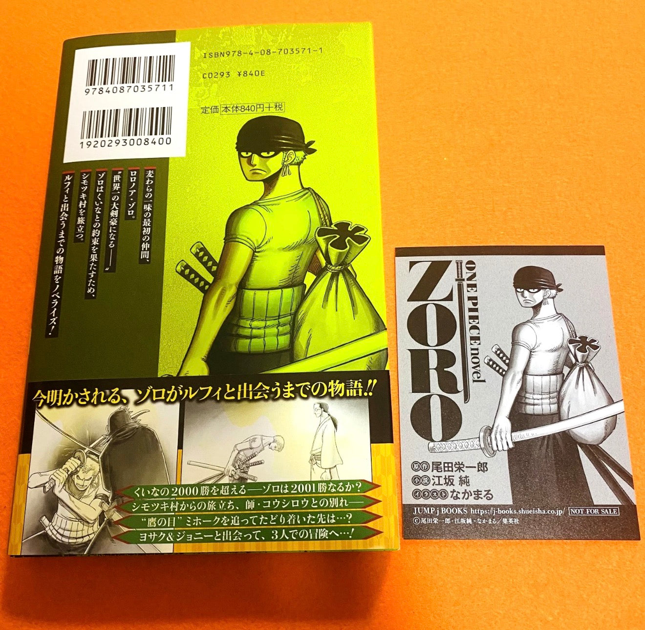 One Piece Zoro Novel Book (Japanese) with Promo Card