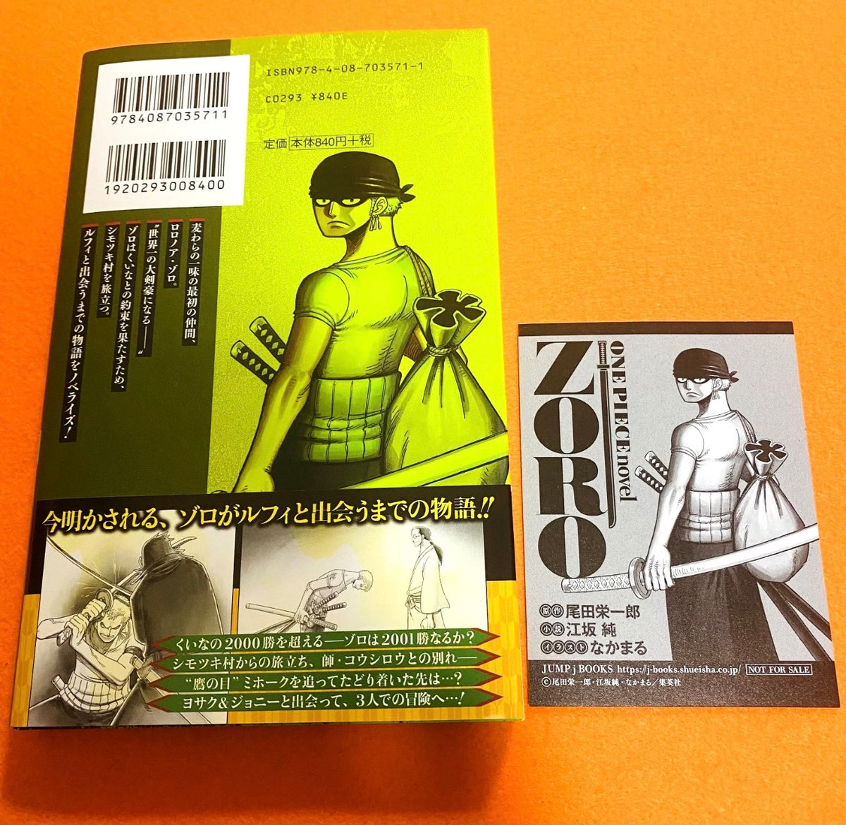 One Piece Zoro Novel Book (Japanese) with Promo Card