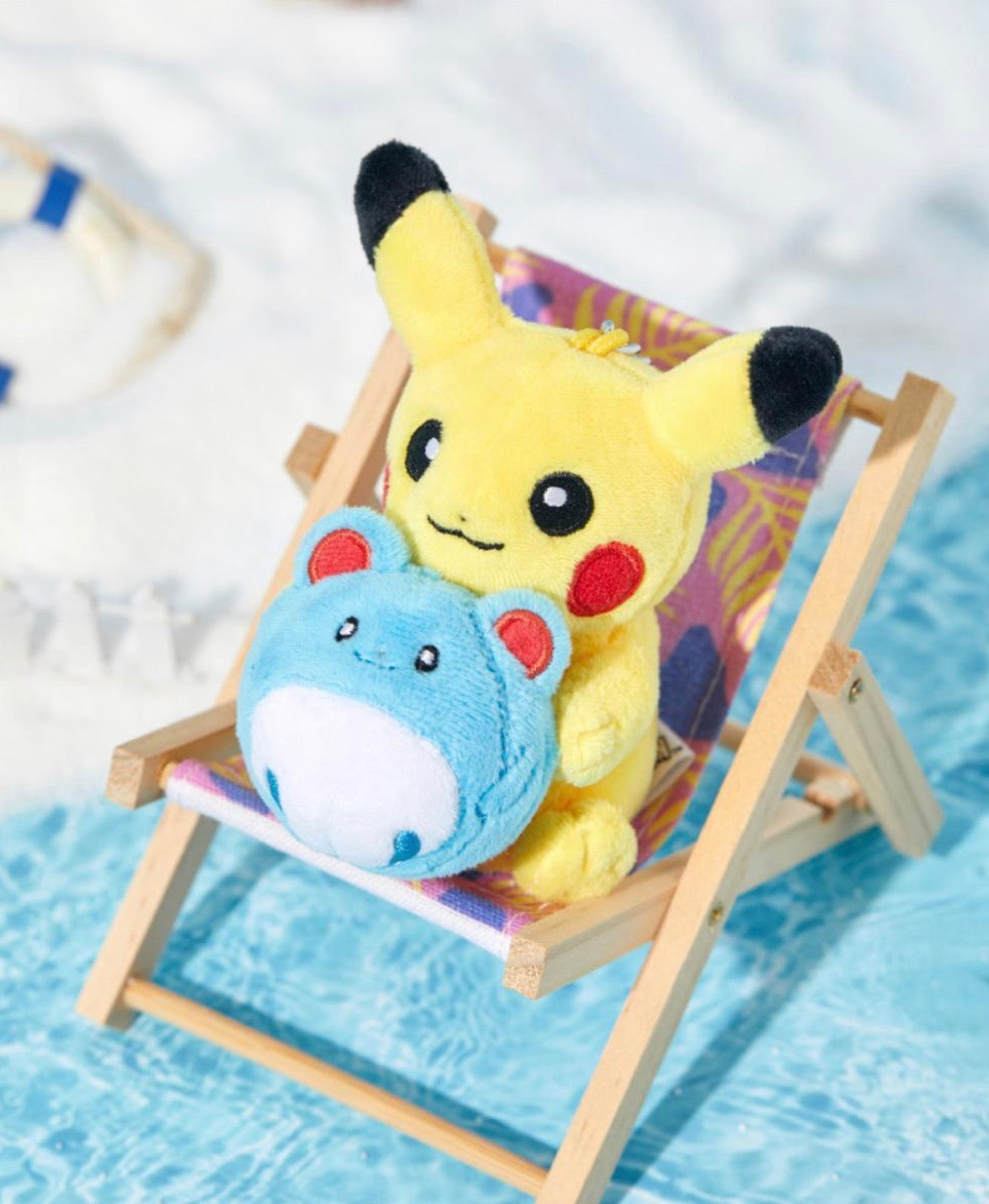 Olive Young x Pokemon - Marill Beach Ball Pikachu Plush Keychain