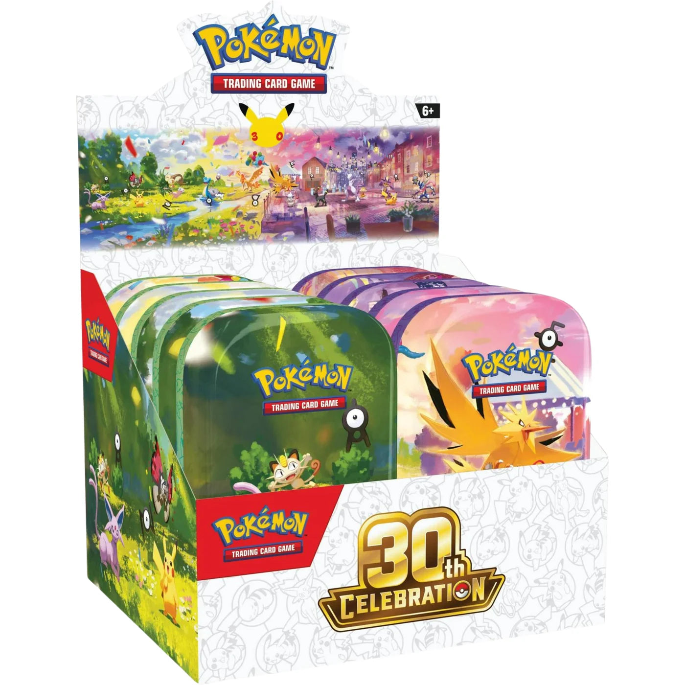 Pokémon TCG 30th Celebration Mini Tin Display – 10 Tins