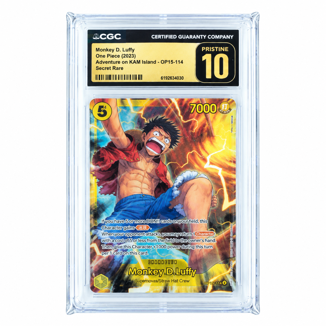Monkey D. Luffy OP15-114 Secret Rare One Piece trading card graded CGC Pristine 10